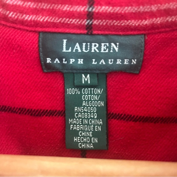 Lauren by Ralph Lauren Red Flannel 1/4 Zip Shacket Sz M - Picture 6 of 6